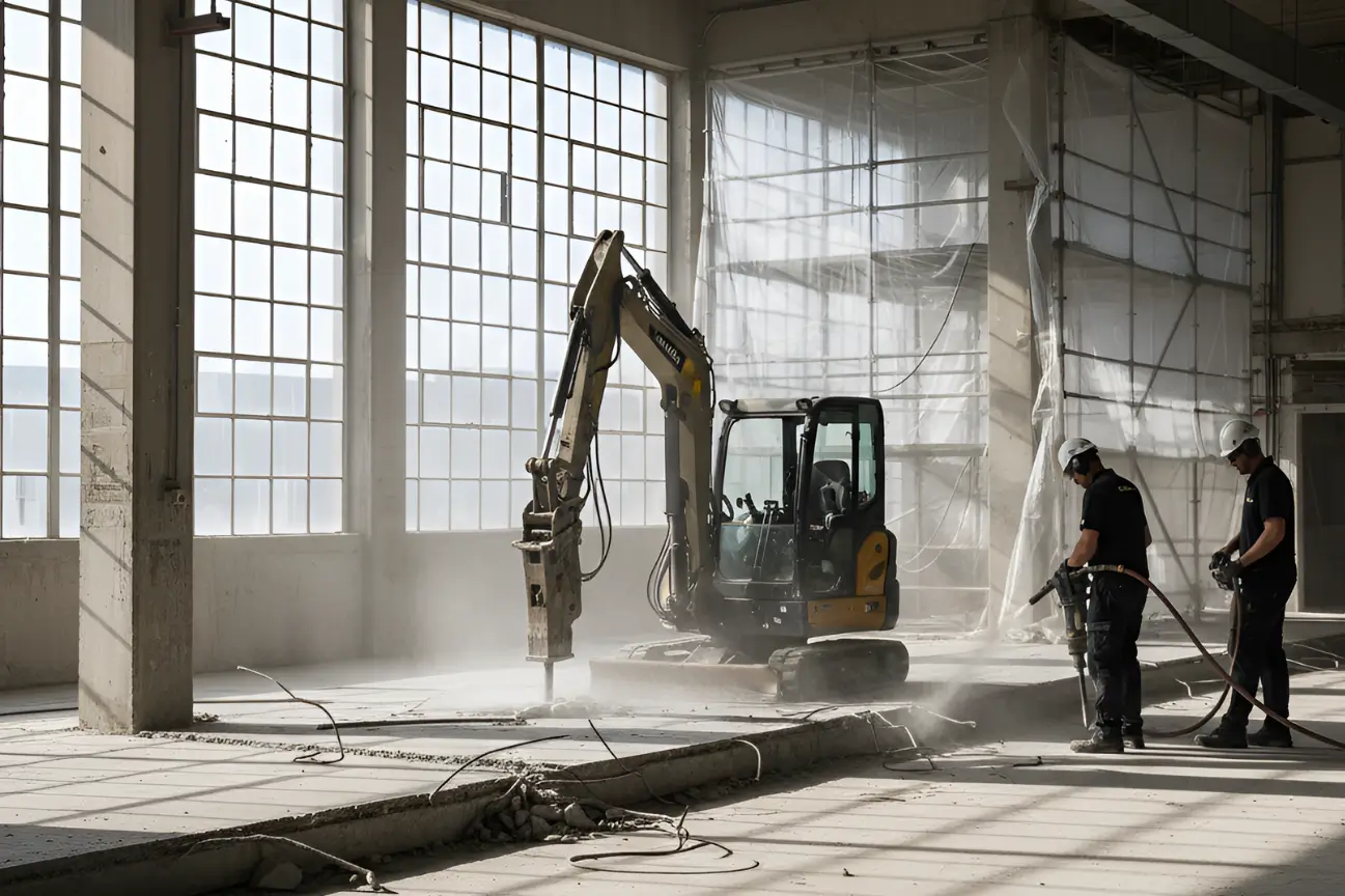 Concrete and structural breaking by Rock Breaking Auckland using advanced equipment for safe demolition.