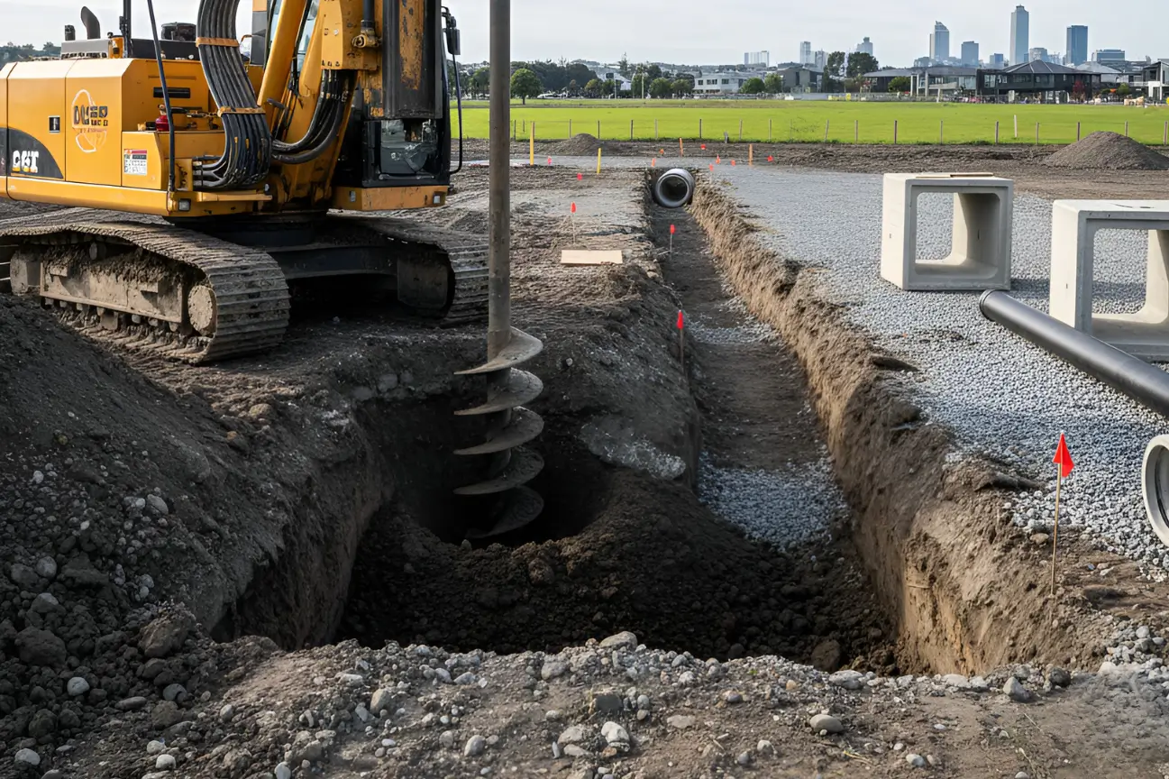 Efficient drainage system drilling and water management solutions by Auger Hole Drilling Auckland.