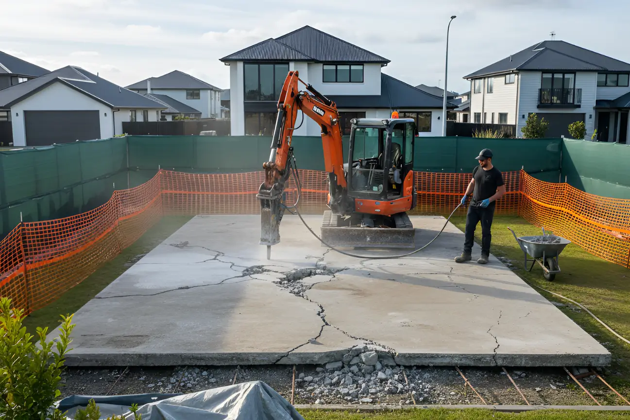 Residential rock breaking services by Rock Breaking Auckland for driveways, landscapes, and home foundations.