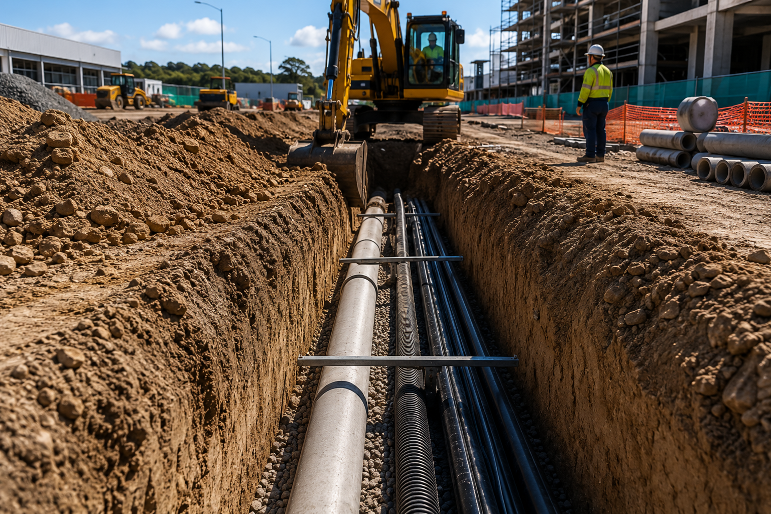 Trenching Services Auckland site preparation with precision trench excavation, underground utility installation, and foundation groundwork.