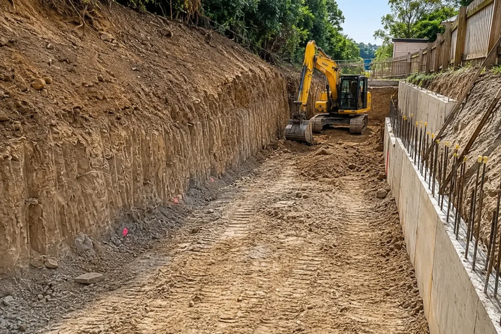 Under House Excavation Auckland 6 Under House Excavation Auckland soil retention and retaining wall excavation for foundation stability beneath an existing home.