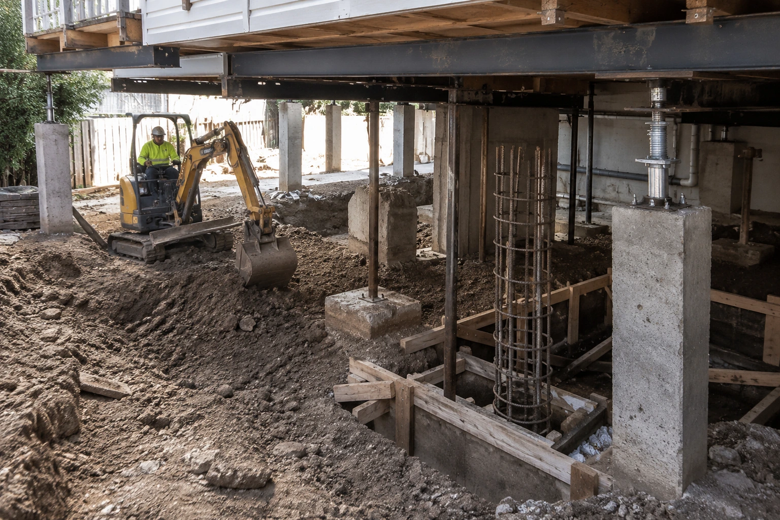 Under House Excavation Auckland 4 Under House Excavation Auckland tight access micro excavation for deep footings, concrete pads, and structural piling beneath an existing home.