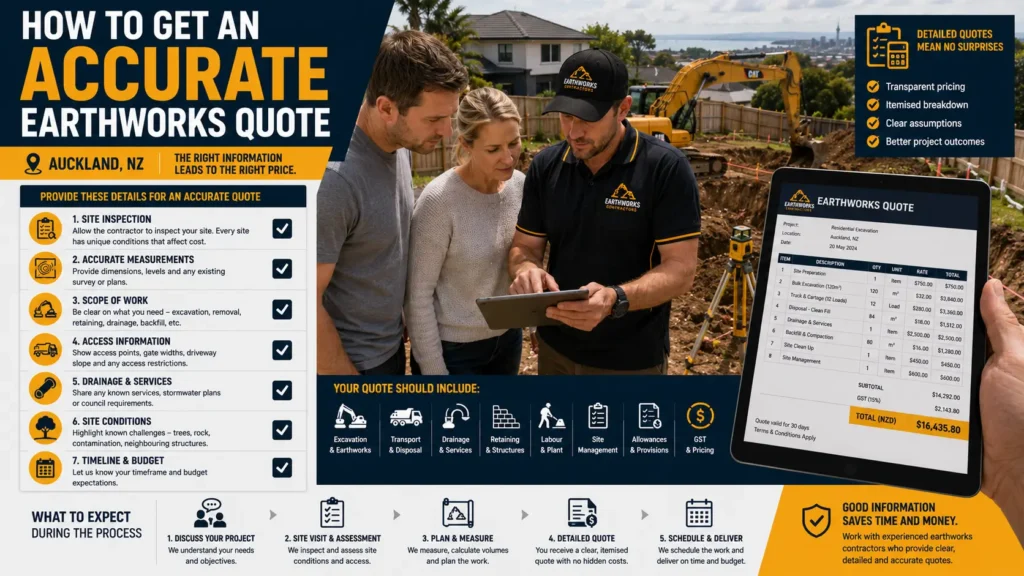 Earthworks contractor performing a site inspection before preparing a detailed quote.